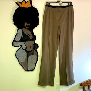 J Jill Micro Check Pants Brown Cuffed Hem Stretch Slim Ankle Womens